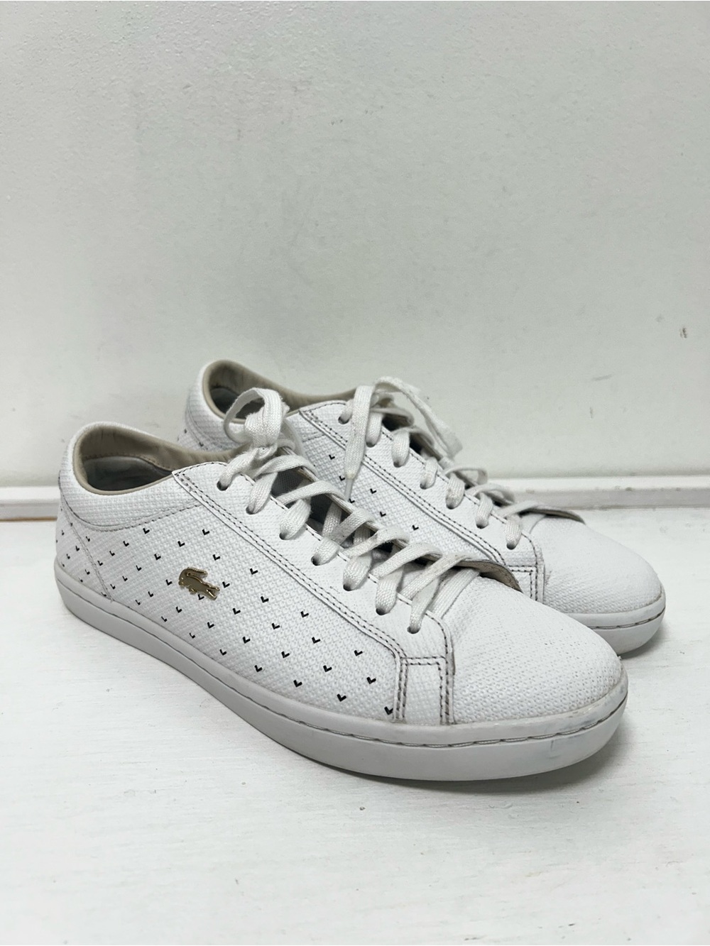 Lacoste Straightset 117 3 White Leather Sneakers Women’s Size 8 Lace-Up